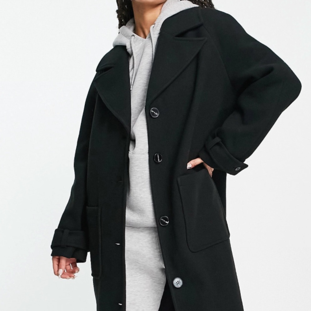 Wool oversized black coat